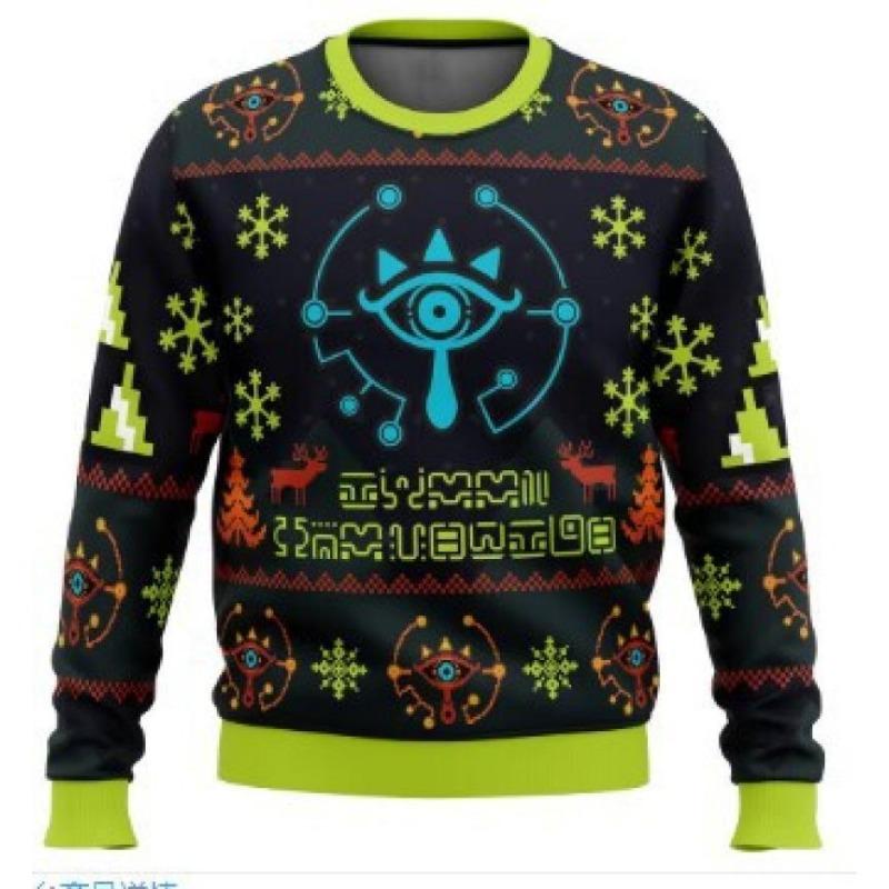 Осень-зима 3D Рождество Аниме принт Повседневный мужской свободный безголовый круглый вырез толстовка пуловеры и длинные рукава