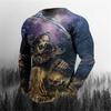 3D Printing O-Neck Long Sleeves Plus Size T-shirt Men's Clothing Retro Men's Long Sleeve T-shirt Skull Long T-shirt Men's Street
