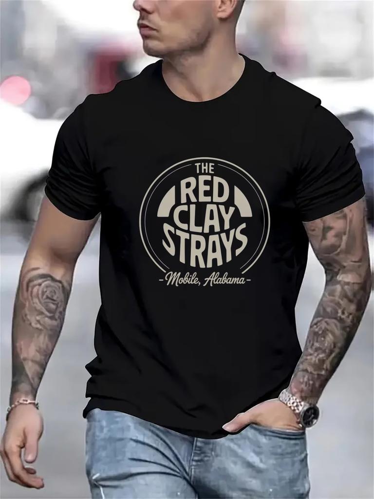 Mobile Alabama Strays Print T-Shirt - Text Casual Summer Tee Suitable for Casual