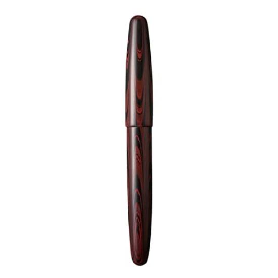 WANCHER Dream Fountain Pen DREAM PEN True Ebonite Marble Red Cigar Shape Fountain Bold [Wancher Pen] (B (Gold Plated))