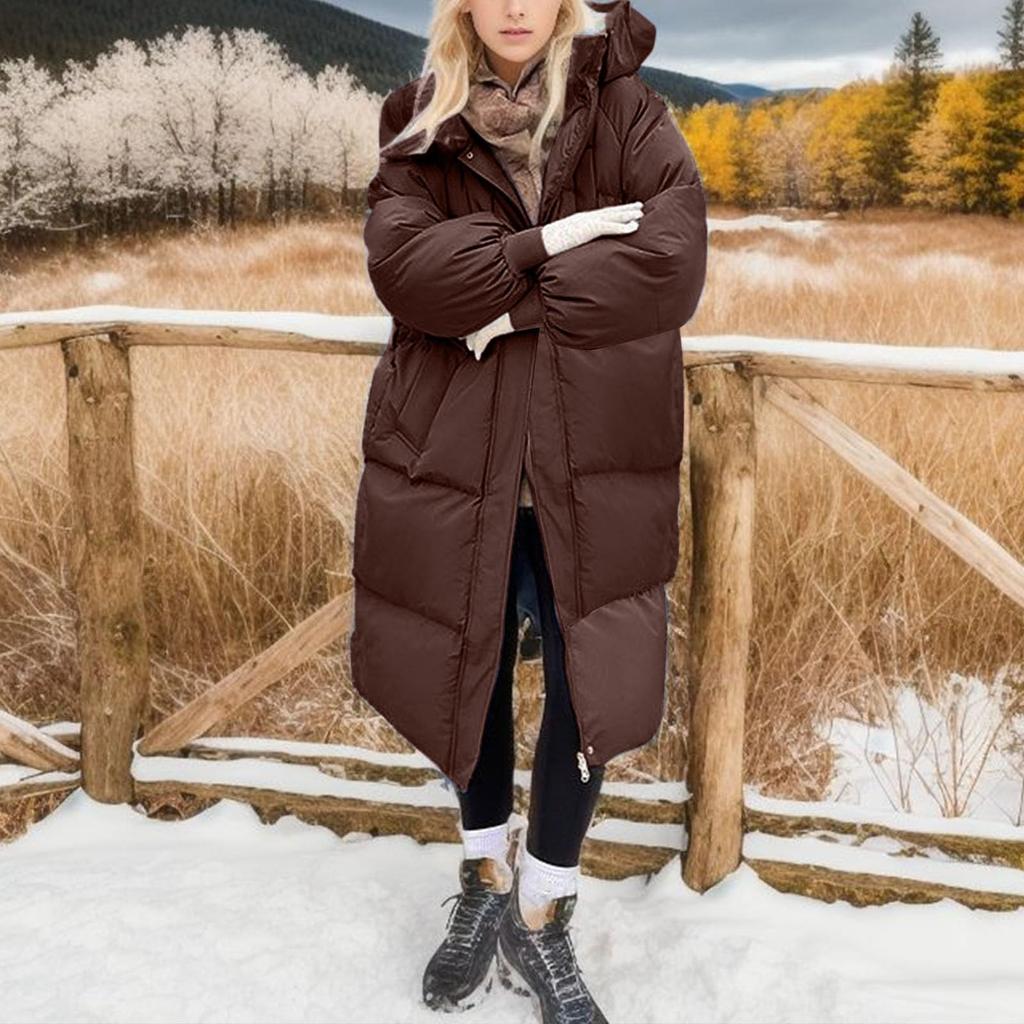 Женское однотонное толстое свободное длинное выше колена стеганое пальто Bread Coat