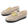 Fashion 2025 Thicken Plush Fur Flats Women Luxury Chains Lambswool Loafers Tweed Shoes Ladies Winter Warm Cotton Wool Mocasines Femmes