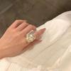 Retro French Pearl Ring: Unique, Exaggerated Design for Women, Open Tail Style
