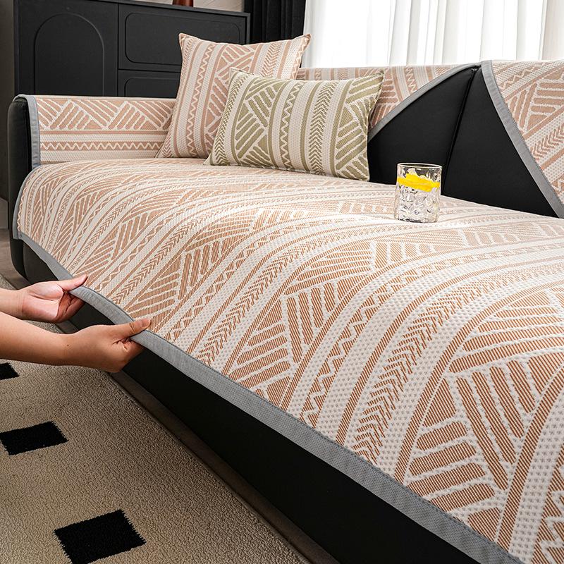 Sofa  New Leather Sofa Backrest Cloth Towel One Piece Combination Sofa Seat Cushion Popular Straight Row Light Luxury