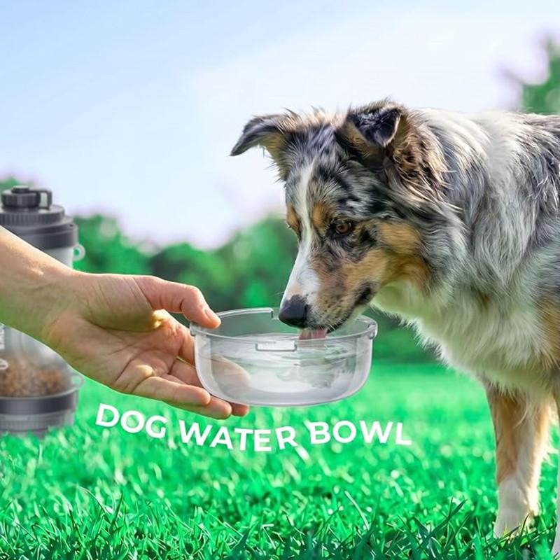 33.5oz Portable Dog Water Bottle for Travel Hydration&Food Feeder 6.5oz Food Container, Leak-Proof, Outdoor, Walking, Hiking