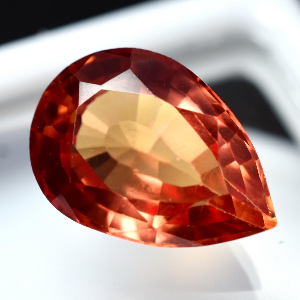 Natural Orange Sapphire Loose Gemstone 6.40 ct Ceylon Pear Unique September Birthday Birthstone