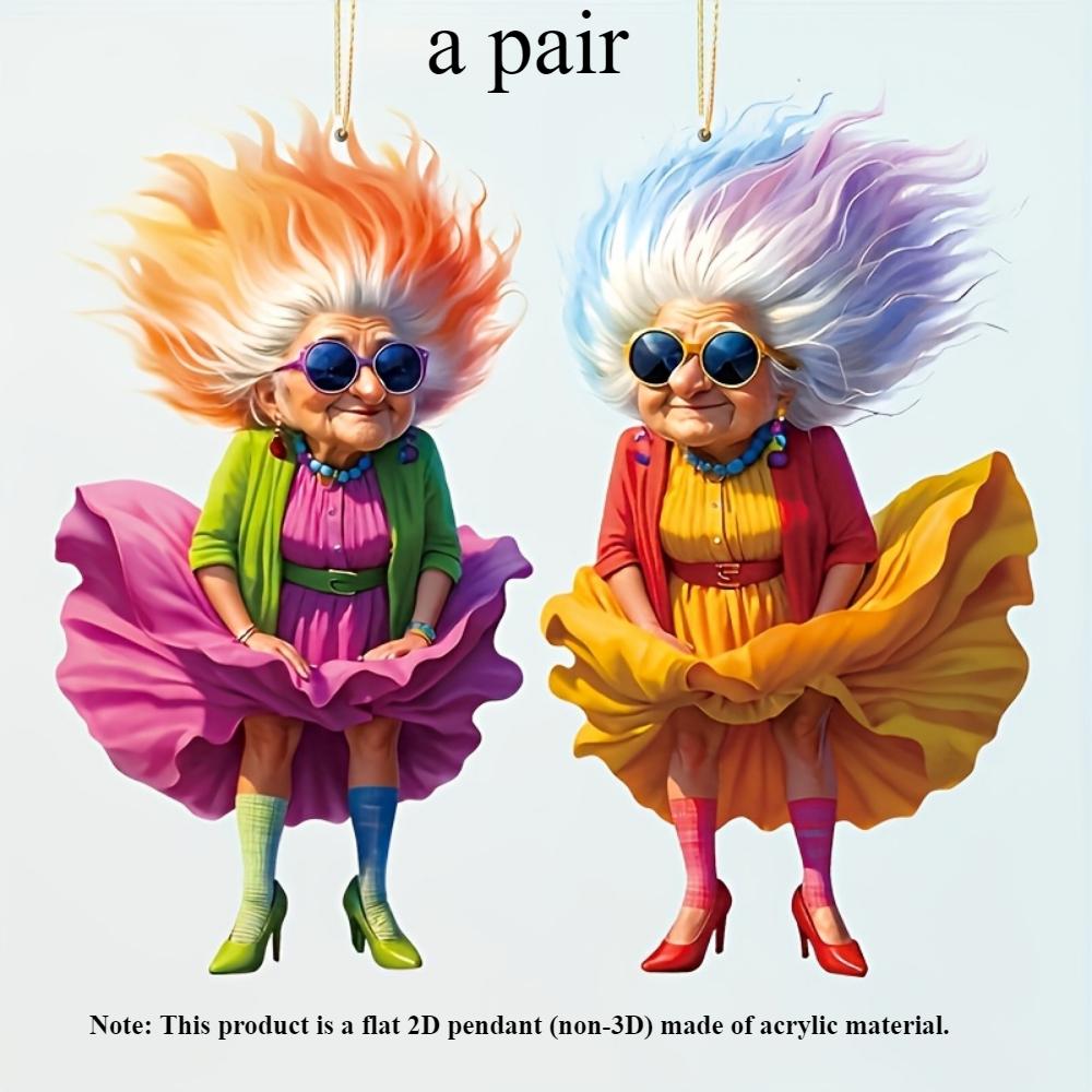 Charming Grandma Collection: 2D Acrylic Flat Photo Pendant - Multipurpose Pendant for Home Decoration Car Pendant Backpack Pendant Keychain
