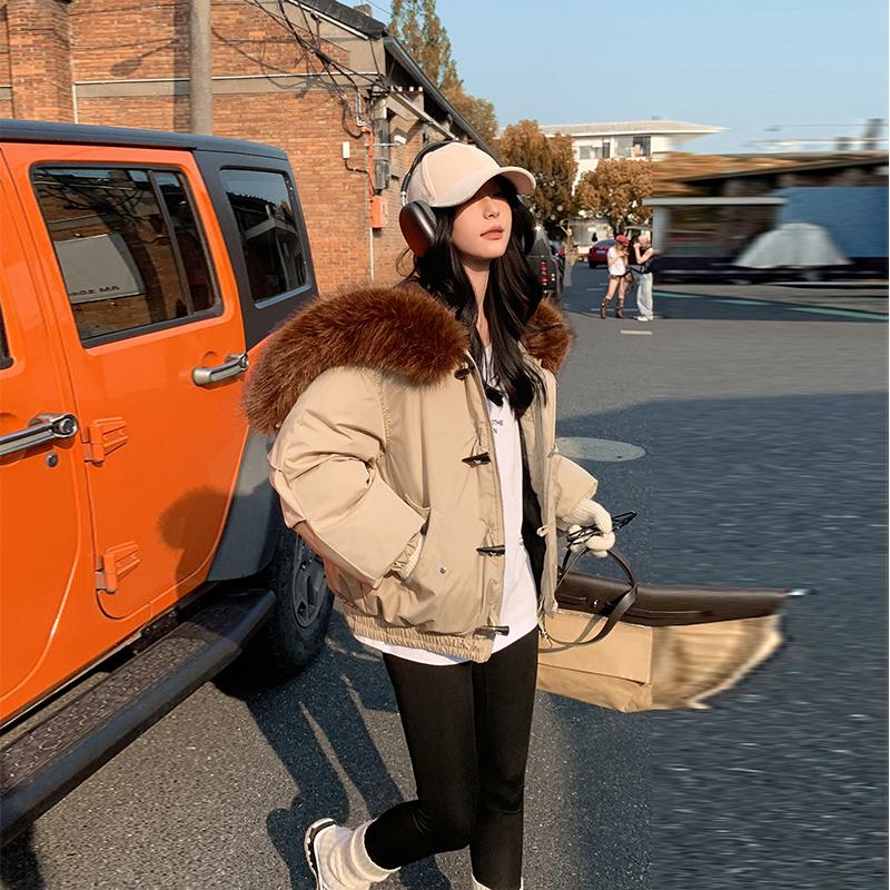 Осень-зима, утепленная теплая парка, женская повседневная милая однотонная Свободная куртка с капюшоном и большим карманом, верхняя одежда