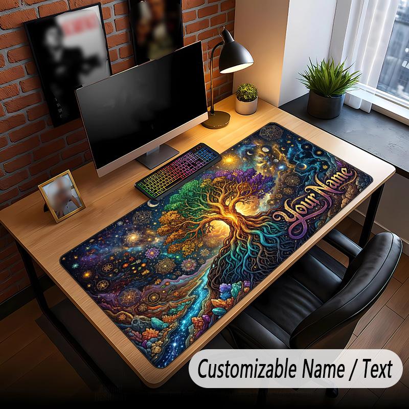 Tree of Life Theme Custom Mouse Pad Personalized With Name Text Customized Desk Mat For Office Home Decor