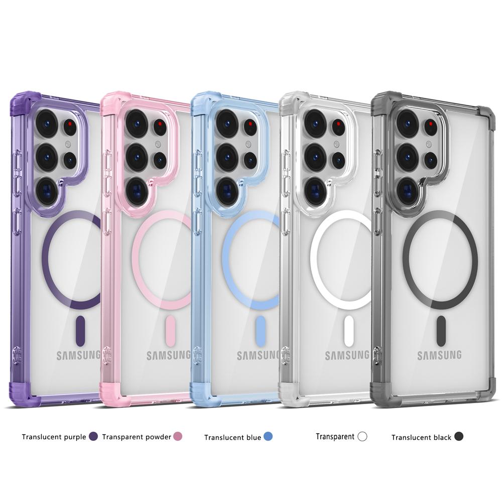 KEYSION Прозрачный противоударный чехол MagSafe для Samsung Galaxy S25 Ultra 5G Магнитная беспроводная зарядка Прозрачный чехол для телефона