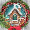 Wooden Christmas Sign with Snow House & Gingerbread Man Pattern - Navidad Welcome Sign for Front Door Wall Hanging Decor - Ideal Christmas Gift