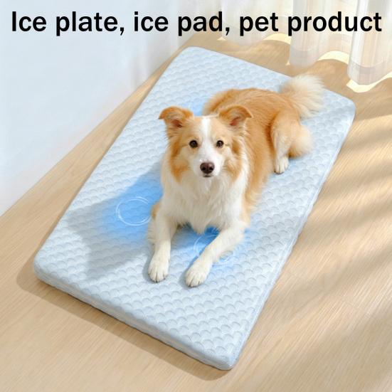 Dog Cooling Mat, Self-cooling Pet Mat with Refillable Ice Boxes, Cool Pet Bed Dog Ice Pad with Washable Cover for Cats Dogs Keeps Pets Cool in Summer
