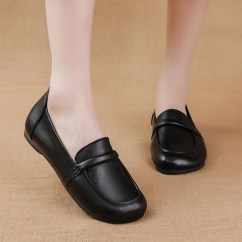 Новые лоферы на плоской подошве из говяжьих сухожилий, корейские повседневные простые женские туфли из натуральной кожи, удобные туфли для мам