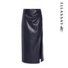ELLASSAY Women's Elegant Slit Faux Leather Midi Skirt
