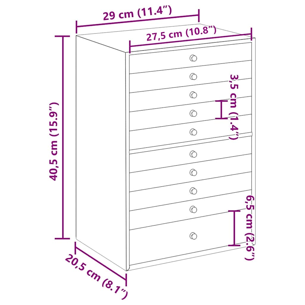 10 Tier Jewelry Box with Watch Holders Black 29 x 20.5 x 40.5 cm