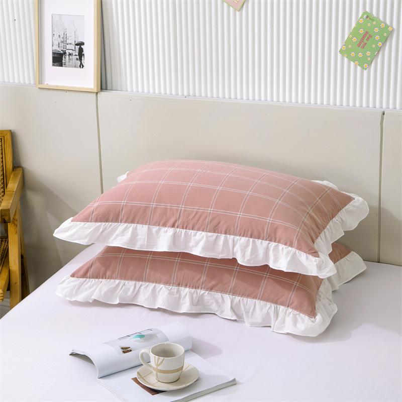 2pcs Fashion French Pillowcase (Without Pillow Core), Soft Breathable Solid Color Lace Pillow Covers, Pillow Protector For Bedroom Sofa Home Decor