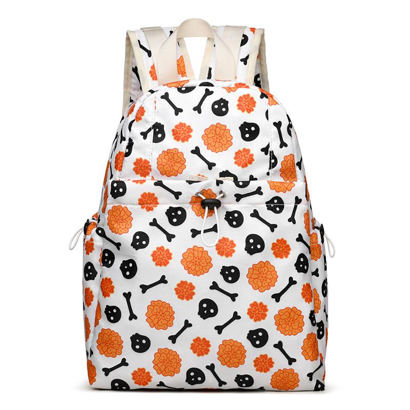 Halloween Backpack New Skull Print Women Backpack Fashion Large-capacity Lightweight Travel Commuter Backpack