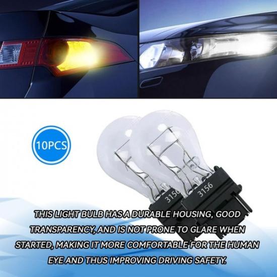 Лампочка стоп-сигнала, лампочки заднего фонаря, лампочка приборной панели автомобиля, 10 шт., белые, 3156
