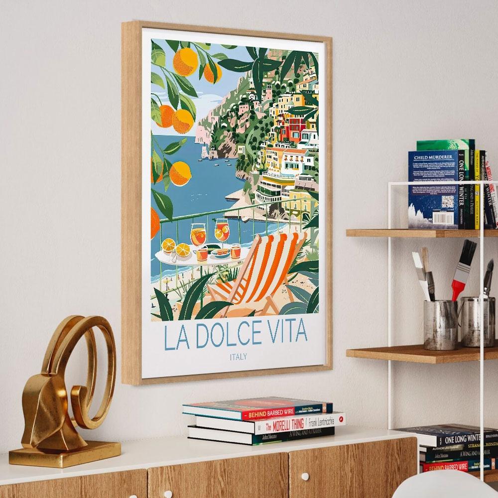 La Dolce Vita Italy Coastal Poster Canvas Print Painting Wall Art Bedroom Study Studio Living Room Home Decoration Gift Poster