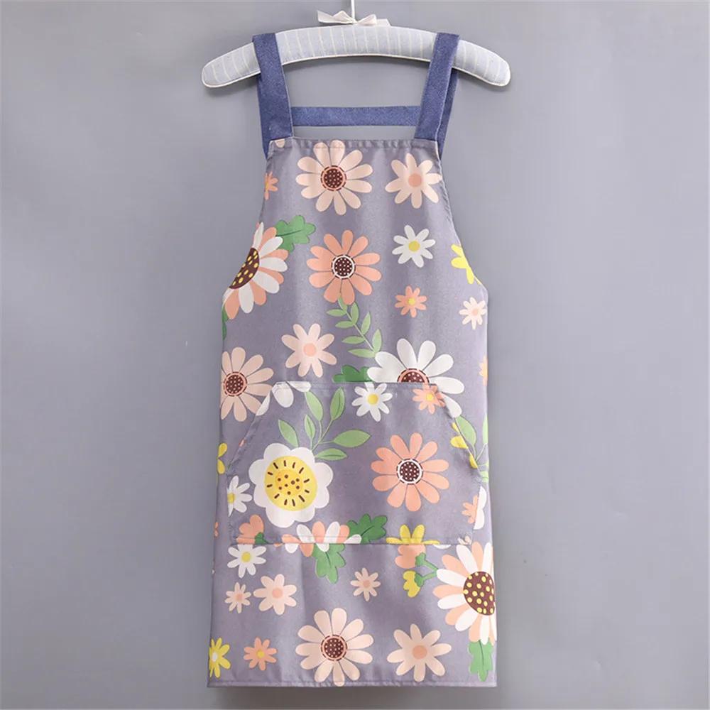 1 шт. фартуки модные хлопчатобумажные ткани водонепроницаемые утолщенные грязеотталкивающие кухонные фартуки и домашняя рабочая одежда садовая рабочая одежда