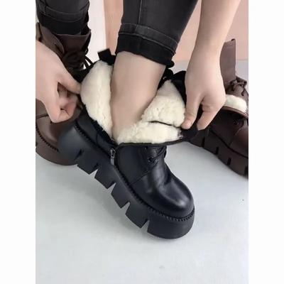 Зимние женские зимние ботинки Теплые ботинки на платформе Утолщенные хлопковые ботинки Холодные зимние ботинки на платформе с круглым носком