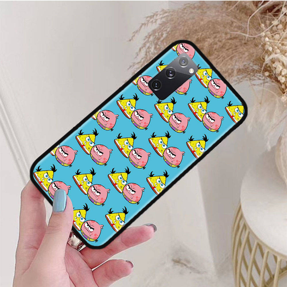 Черный чехол для iPhone 16 15 Plus 14 13 12 11 Pro 8 6 SE XR XS Max P30 Nova 5T Y5P Y6 Y7 Y8P Y9 Realme C30 C33 C31 S-41 Губка Боб Мультфильм