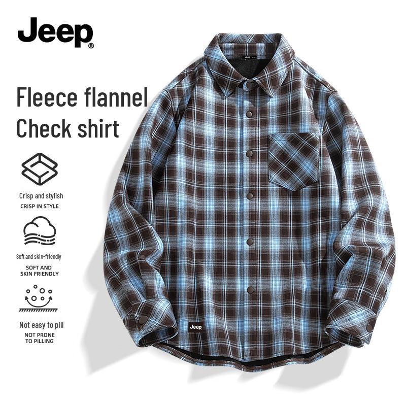 JEEP Men's Thermal Flannel Plaid Long Sleeve Shirt