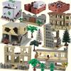 Military WW2 MOC Ruins Blockhouse Building Blocks Army Weapons Fortress Bricks Pine  Tree Accessories Toy Gift