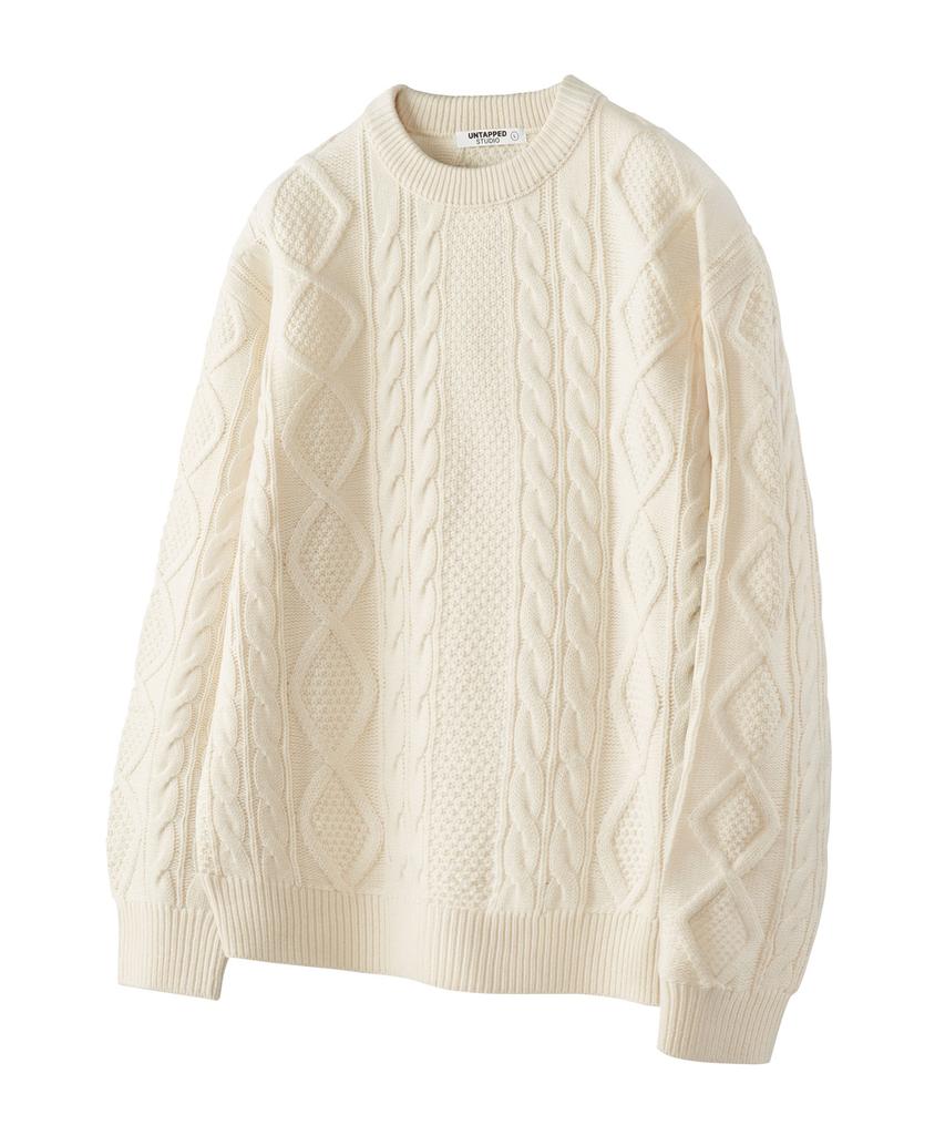 UNTAPPED STUDIO [2Pack] Oversized Aran Cable Round Knit 5 Colors