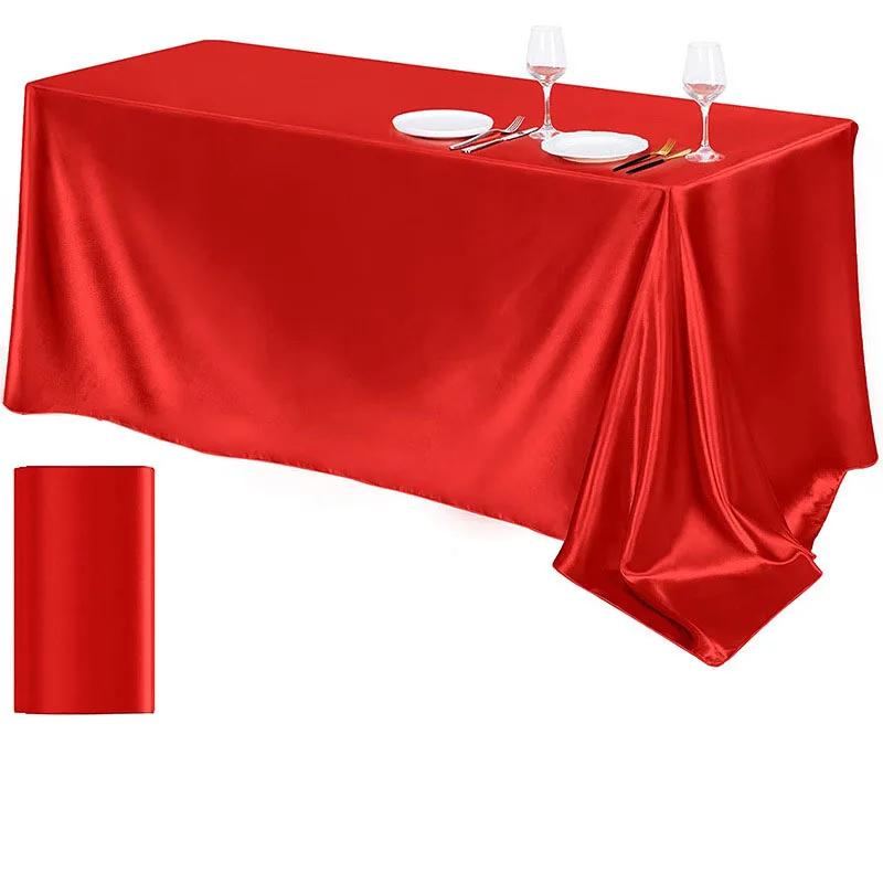 Solid Color Satin Table Cloth Tablecloth Table Cover Overlay For Birthday Wedding Banquet Restaurant Festival Party Supply