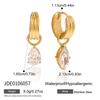 Youthway Fashion Teardrop-Shaped White Zirconia Pendant Earrings Stainless Steel With  Gold Color Plating Women'S Earrings