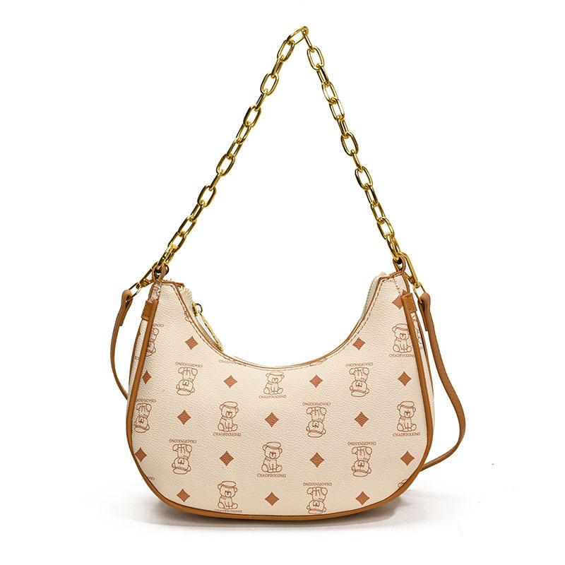 Women's Bag New Shoulder Messenger Women's Bag Fashionable Versatile Small Square Bag Bear Crescent Bag