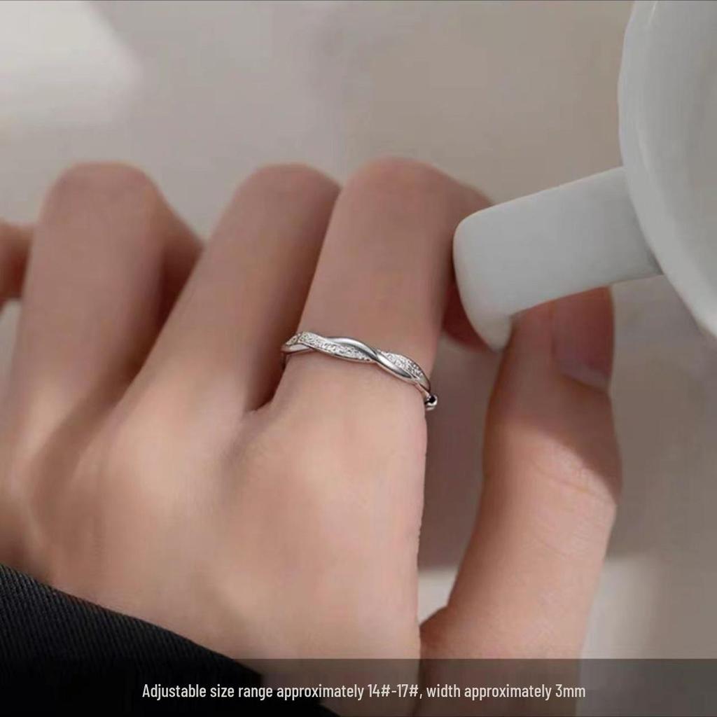 925 Silver-Plated Open Ring: Elegant Niche Design for Women