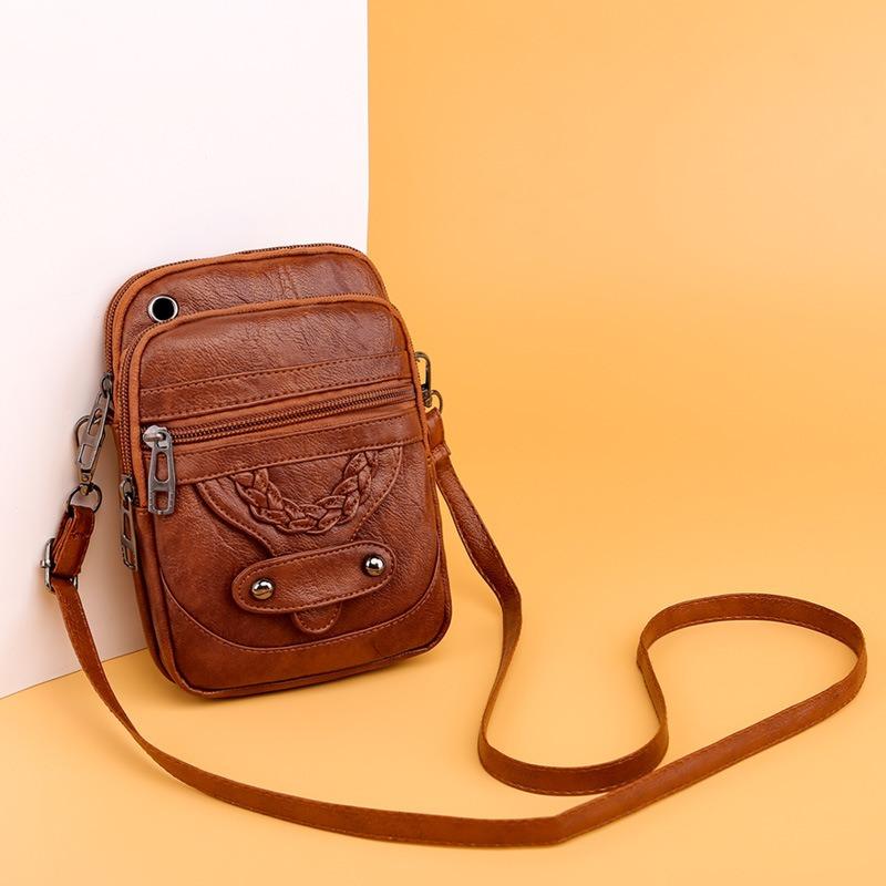 Women Crossbody Bag New Texture Shoulder Bag Phone Bag Soft Leather Chic Euro-American Style Mature Fashion Vintage Small Bag