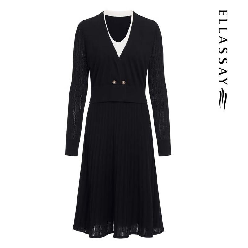 ELLASSAY Elegant Faux Two-Piece A-Line Dress