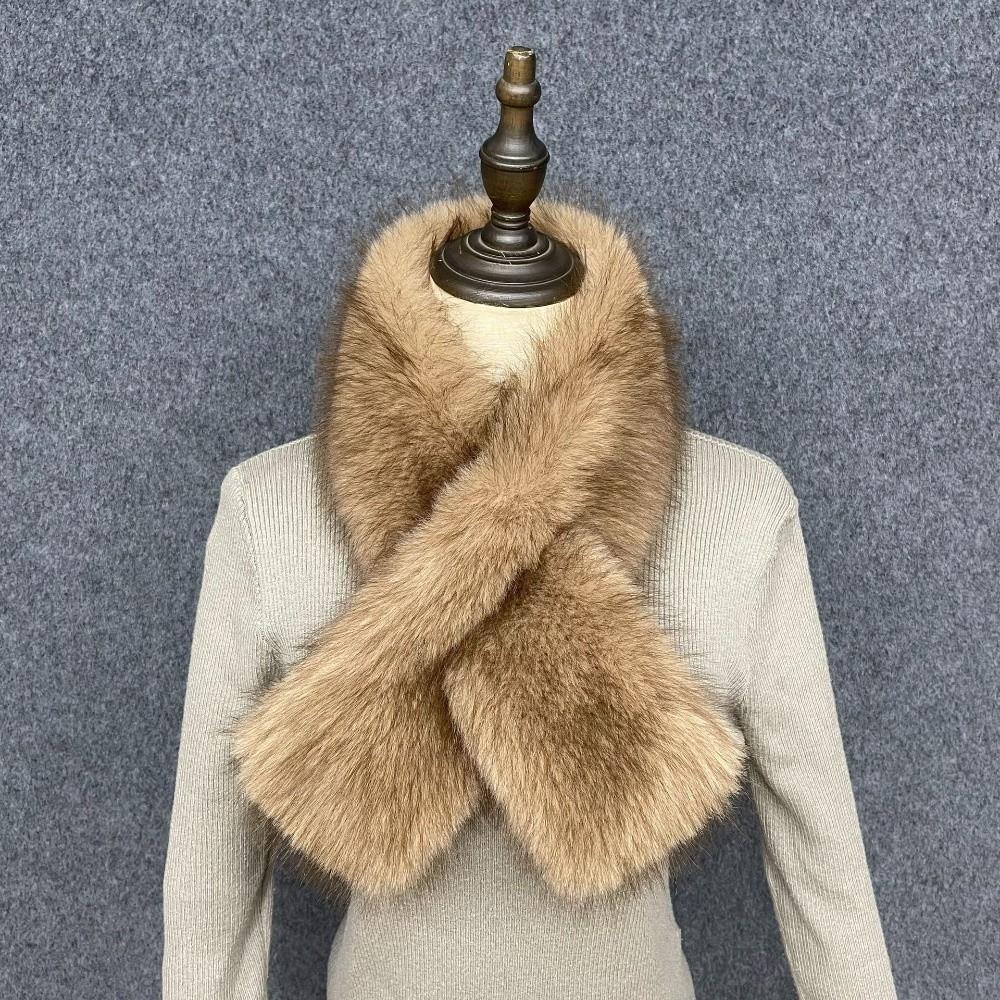 Pull Through Plush Neck Scarf Faux Fox Fur Fur Neck Warmer New Winter Fur Collar Cold Weather Wear