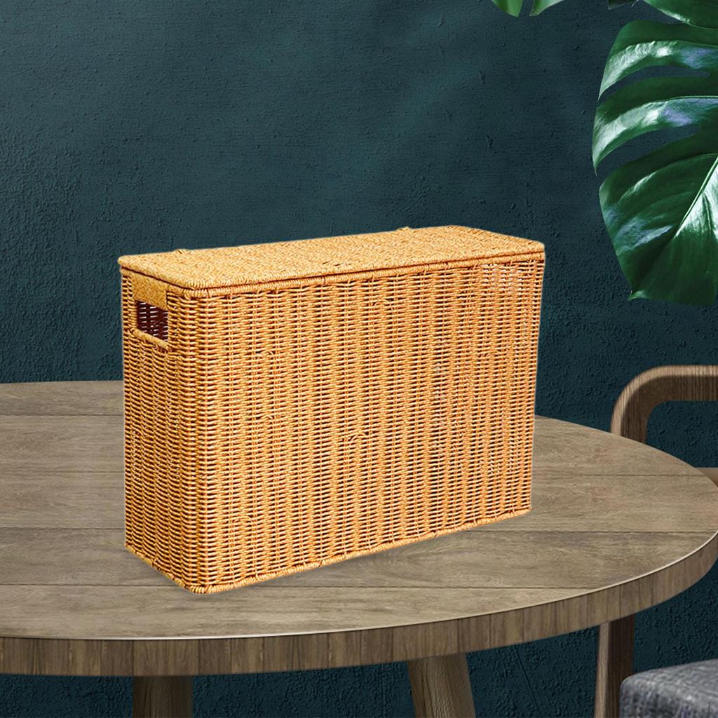 Узкий и высокий ящик для хранения журналов, легкий многофункциональный органайзер для мелочей с крышкой