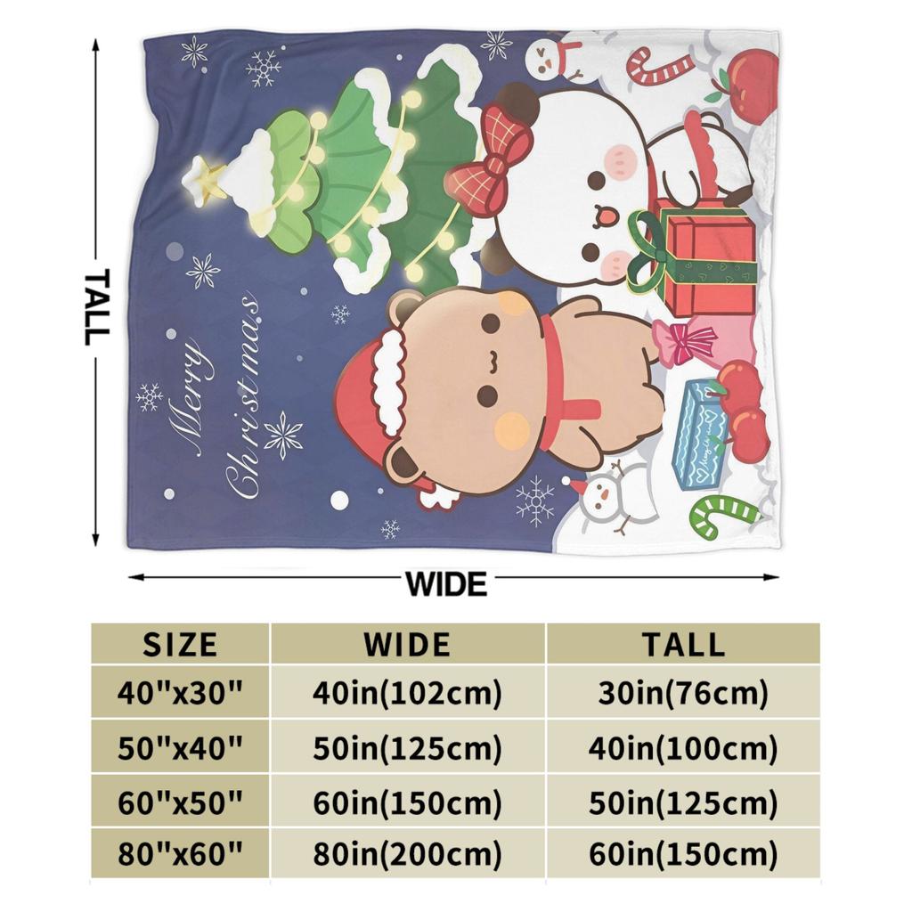 Bubu Dudu Christmas Flannel Blanket Winter Soft Warm Throw Blanket for Kids Adult Home Decor Graphic Bedspread Sofa Bed Cover