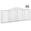 VidaXL Paniers à gabions arqués 8 pcs 300x30x100/120 cm fer galvanisé, gabion, cage de gabion, panier de mur de gabion, mur 3146527