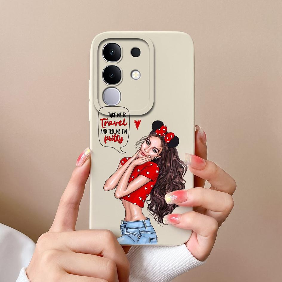 Чехол для Vivo S19 Pro Y04 T4x iQOO Z9s V30 V40e V50 V40 Lite(ИДН) Y29 Y29S Y39 Y19S Чехол из жидкого силикона с милым узором для Vivo Capa