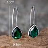 Простые зеленые серьги-капли для женщин, настоящее серебро S925, ювелирные украшения, подарки на годовщину свадьбы или помолвки