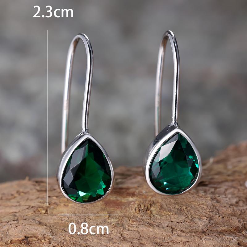 Простые зеленые серьги-капли для женщин, настоящее серебро S925, ювелирные украшения, подарки на годовщину свадьбы или помолвки