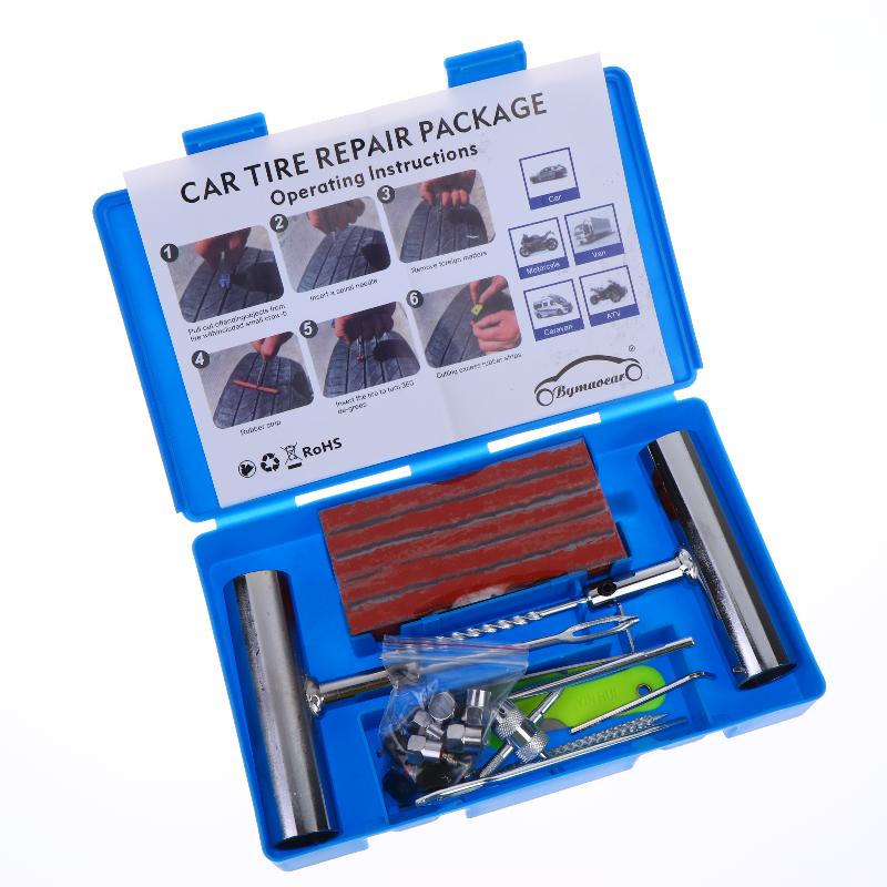 33/58Pcs Auto Tire Repair Set Puncture Repair Tools Car Van Motorcycle Bike Emergency Heavy Duty Tubeless Tire Repair Rivet Set