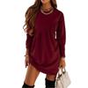 Women's Autumn And Winter New Solid Color Long-sleeved Irregular Round Neck T-shirt Long Dress