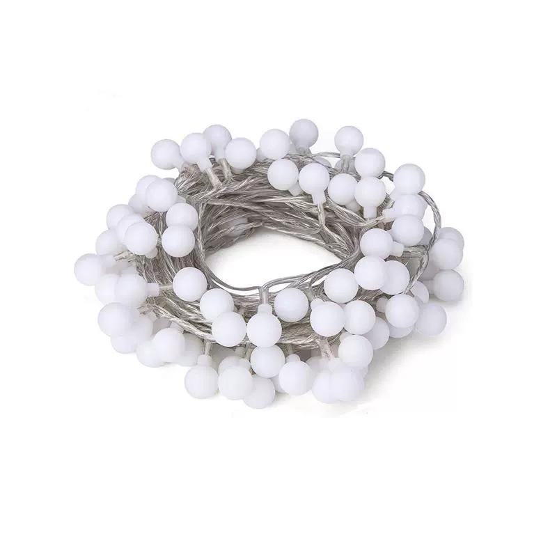 Outdoor LED White Ball String Lights for Camping, Awning, and Birthday Decorations