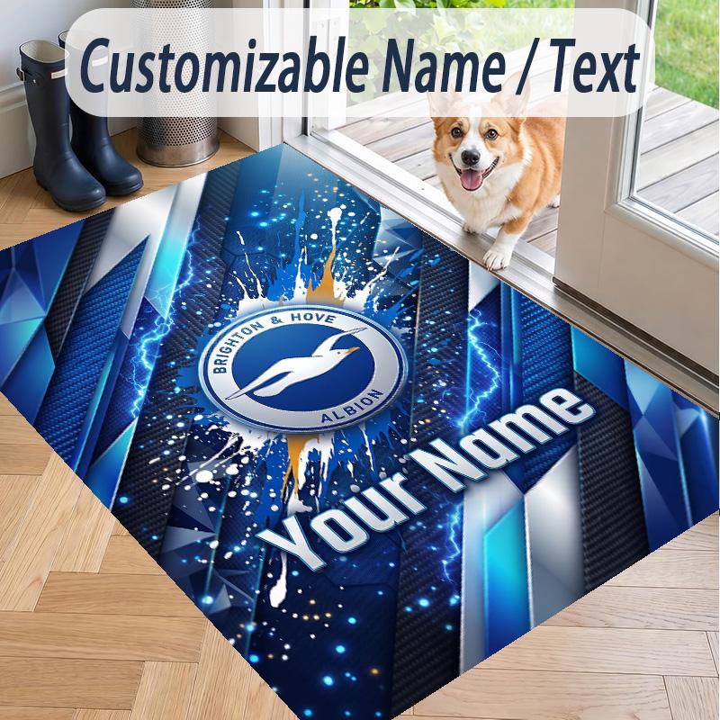 Custom Text Printed Rug Brighton & Hove Albion Football Non Slip Floor Carpet For Home Room Decor