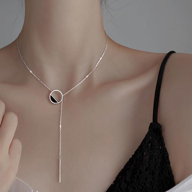 Круглое ожерелье из стерлингового серебра 925 пробы, круглая форма для женщин, цепочка на ключицу, изящные ювелирные изделия, женские свадебные милые аксессуары