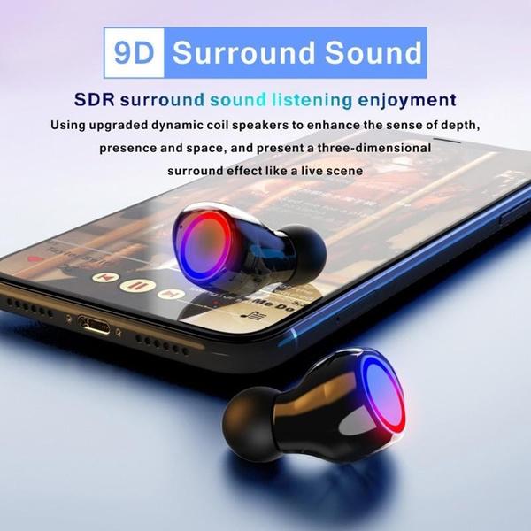 9D HiFi Bluetooth 5.0 CVC8.0 Беспроводная стереогарнитура с шумоподавлением TWS Bluetooth-гарнитура Гарнитура со светодиодным дисплеем Водонепроницаемые двойные наушники с блоком питания