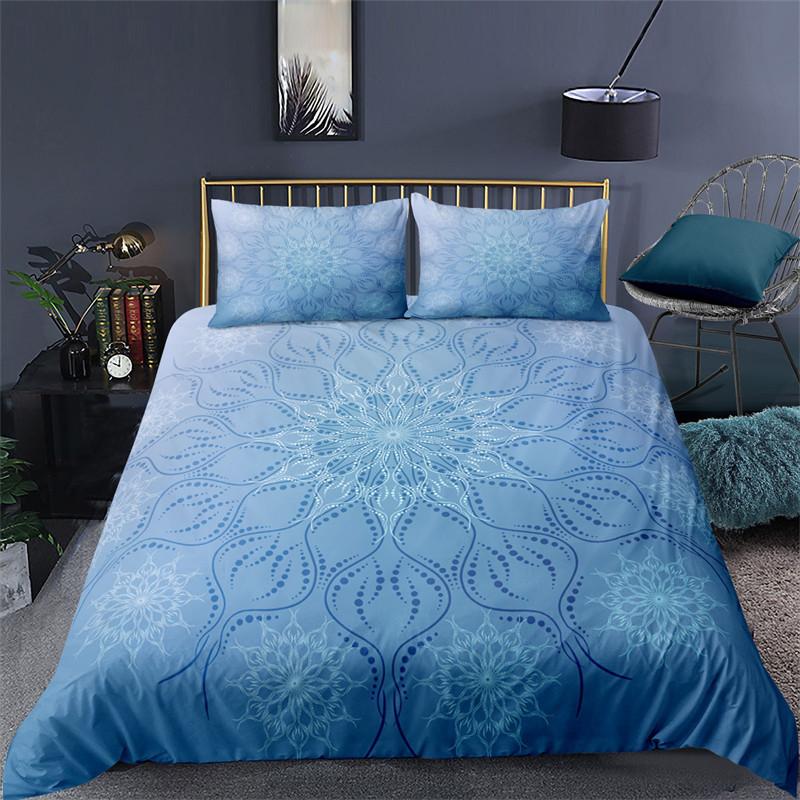 Soft Bohemian Chic Colorful Mandala Bedding Set Microfiber Galaxy Print Duvet Cover With Zipper Closure Pillow Case Home Textile
