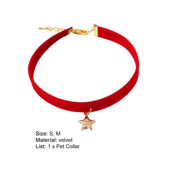 Ошейник для домашних животных Регулируемый износостойкий бархатный мини-кулон со звездой Ошейник для кошек и собак